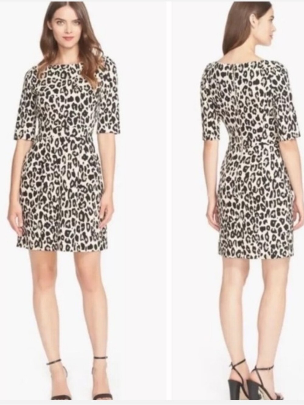 Kate Spade Leopard Print Mini Dress in Beige and Black Size 6